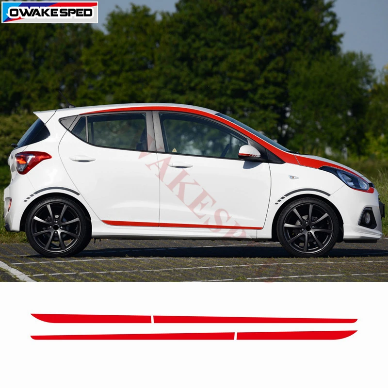 

Car Door Side Skirt Stickers For Hyundai i10 2014-2017 Racing Sport Styling Stripes Auto Body Customized Decals City Car Sticker