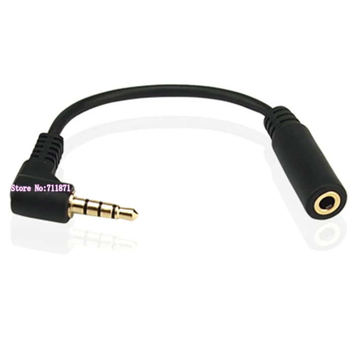 كابل صوت لسماعة الهاتف الخلوي ، 4 أقسام بزاوية قائمة ، 3.5 مللي متر ، 3.5 مللي متر ، ذكر إلى أنثى ، 4 أجزاء نقطة اتصال ، خط صوت 3.5 مللي متر