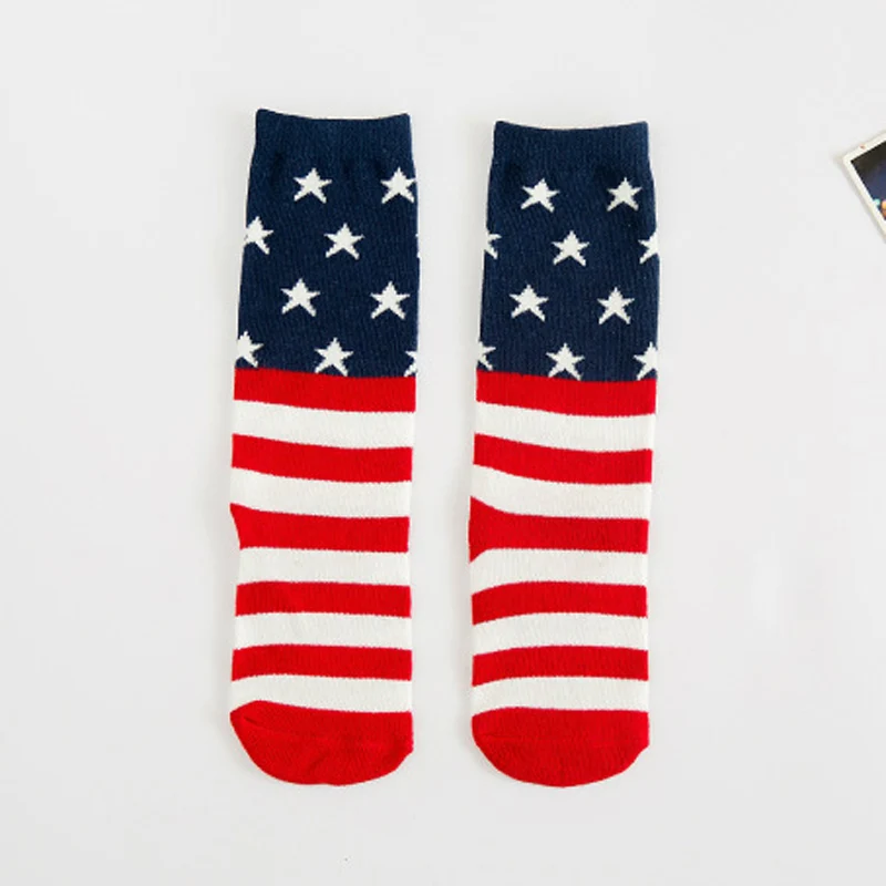 Newborn Kids Girl Boy  Stripes stars American flag pattern Anti-slip Knee High Socks Baby Socks for toddler boys/girls