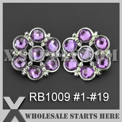 

Color Option: RB1009 #1~#19 / Plastic Acrylic Rhinestone Button in Silver Base For Flower Center and Clips