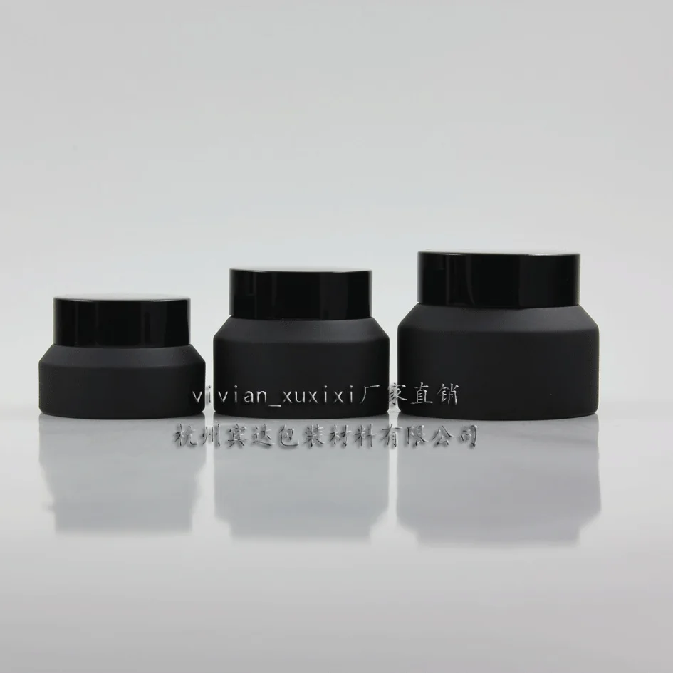 

50pieces empty High quality 30g black frosted cream jar, glass black 1 ounce cosmetic jar,empty glass 1ounce cream container