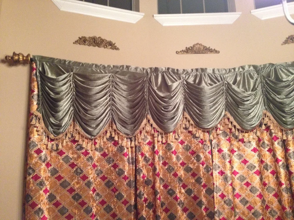 Custom Rod Stick pocket Valance Restaurant Curtain Contracted wind Classic elegant Living Room Curtains of new Bedroom design