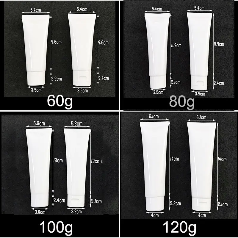 3ml-200ml White Plastic Soft Tube Cosmetic Container Facial Cleanser Hand Cream Shampoo Packing Squeeze Bottles