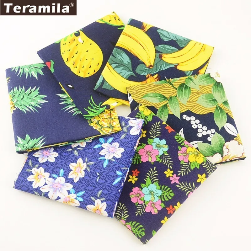 

Teramila Cotton Poplin Fabrics Navy Blue precut Fat Quarter Meter Bundle Sewing Dress Shirt Clothing Quilting Craft 6PCS/lot mix