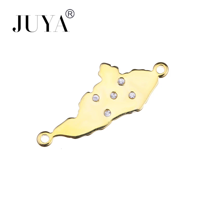 Diy joias descobertas cobre metal pavimentar cz 30mm * 12mm ouro rosa ouro américa do sul mapa forma conectores para fazer jóias