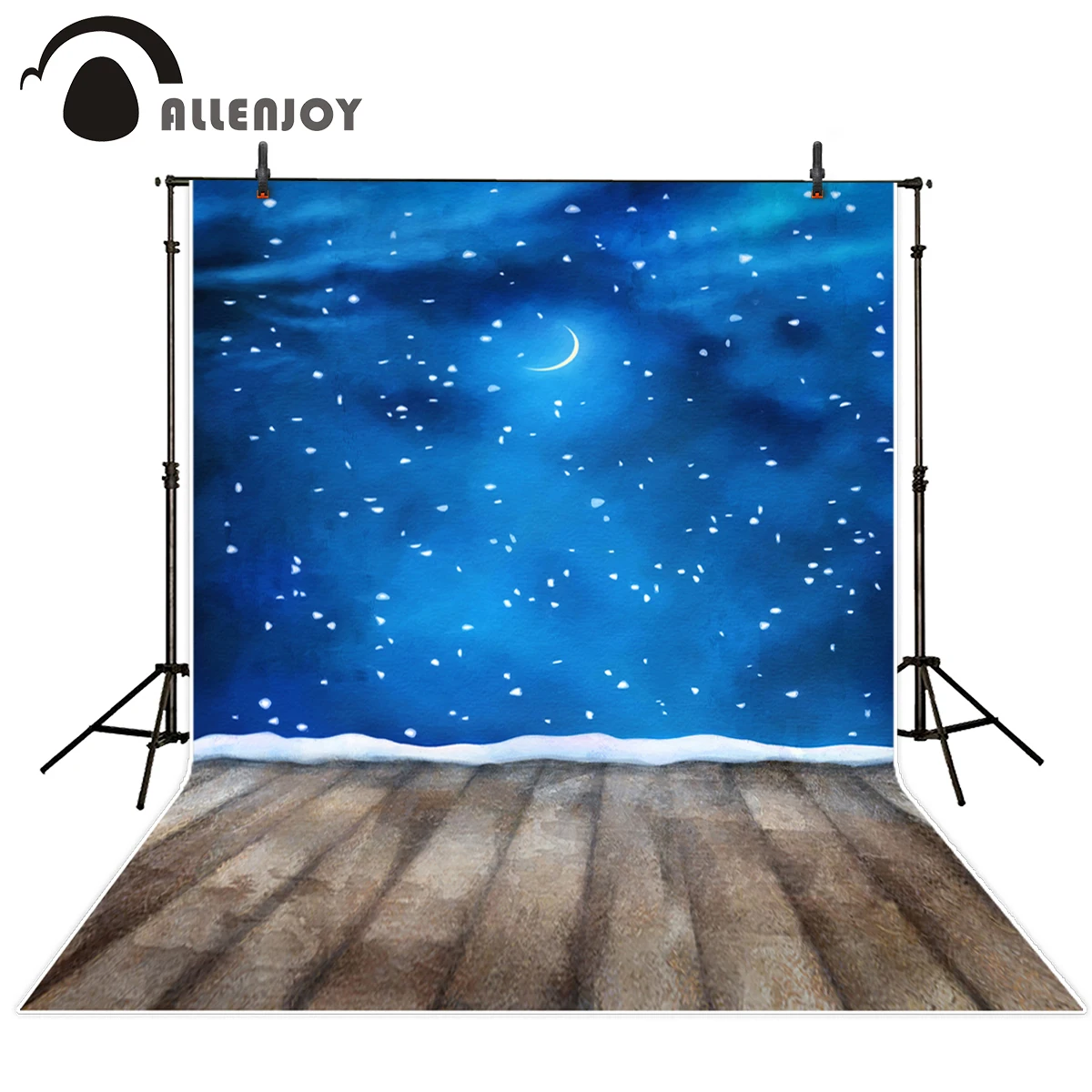 

Allenjoy photography background dark blue wood snow moon snow baby photo background vinyl background for photographic studio