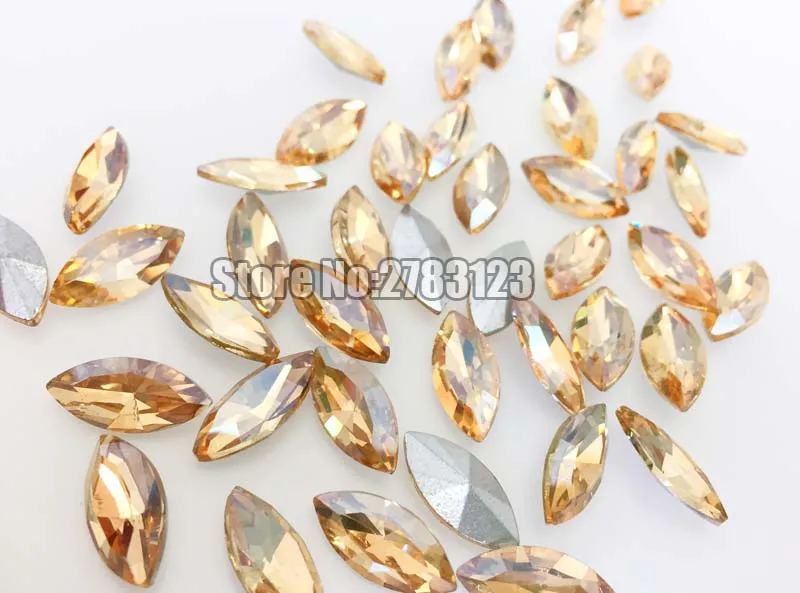 Pferde auge Form Glas Kristall goldenen Champagner Point back lose Strass steine, Nail Art/Telefon DIY/Bekleidungs zubehör swmp005