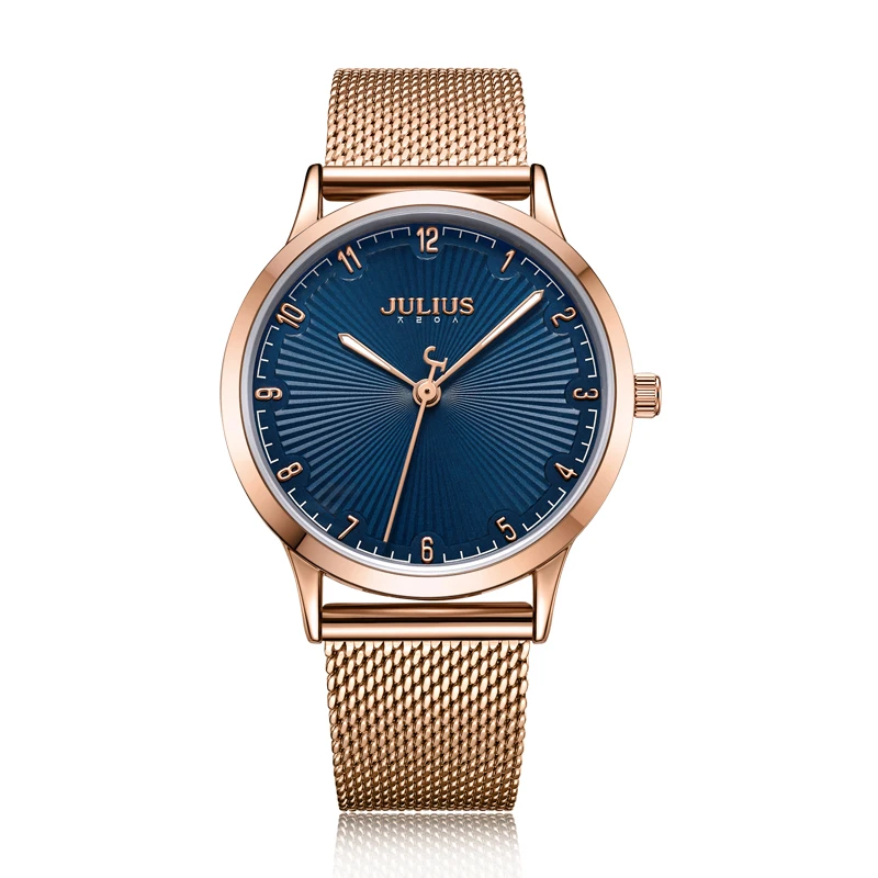 

Julius Watch Women's Stainless Steel Band Casual Business Watch Quartz-Watch Blue Dial Trendy Stylish Top Brand Montre JA-1075