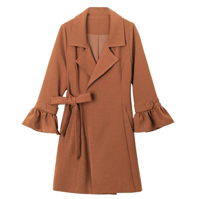 

Xnxee 2019 Spring and Autumn Outerwear Belt Thin Trench Coat slim long coat outwear elegant Nine quarter