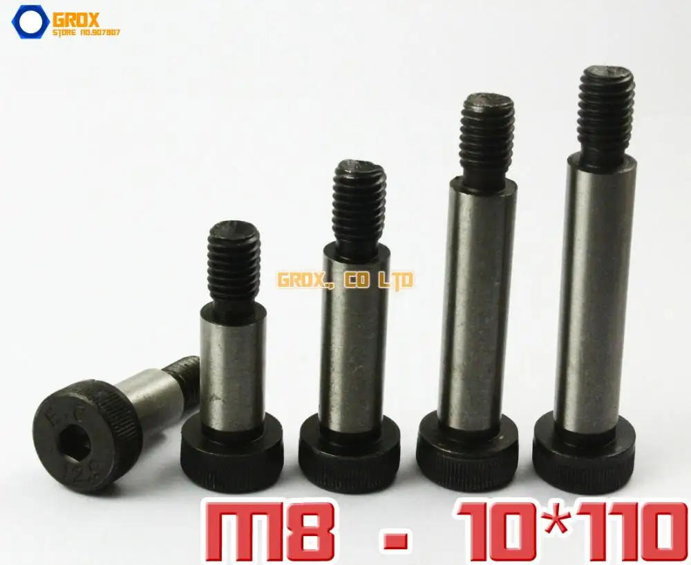 2 Pieces M8 Threaded 10 x 110mm 12.9 Grade Alloy Steel Hexagon Socket Head Shoulder Screw Bolt