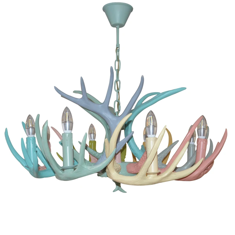 

Nordic antlers simple modern children's room creative personality living room home bedroom restaurant macaron chandelier