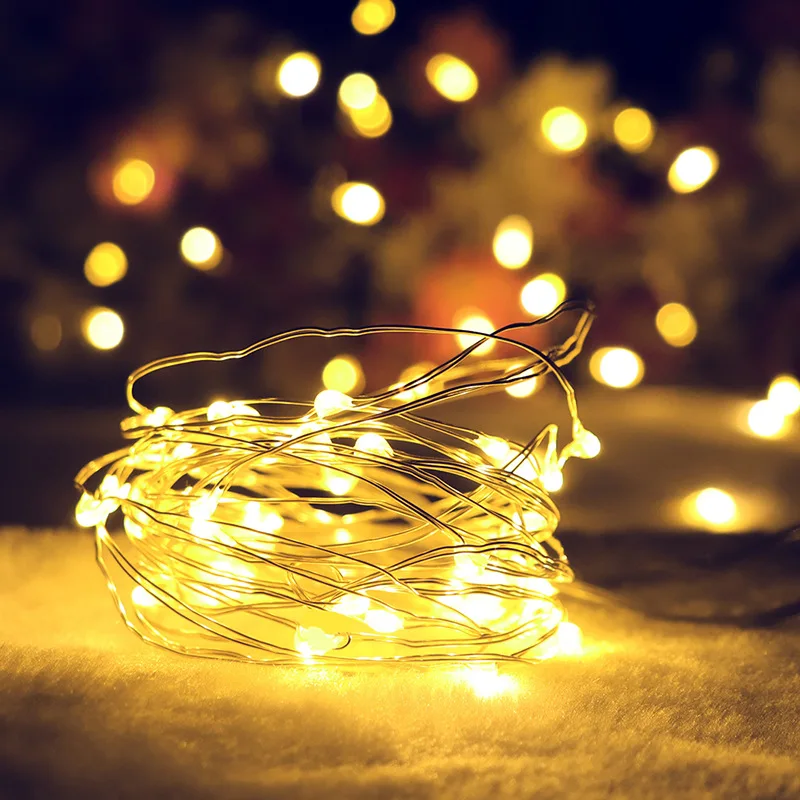 LED String Light 1M/ 2M 20 LED Battery Operated Copper Wire String Lights for Xmas Garland Party