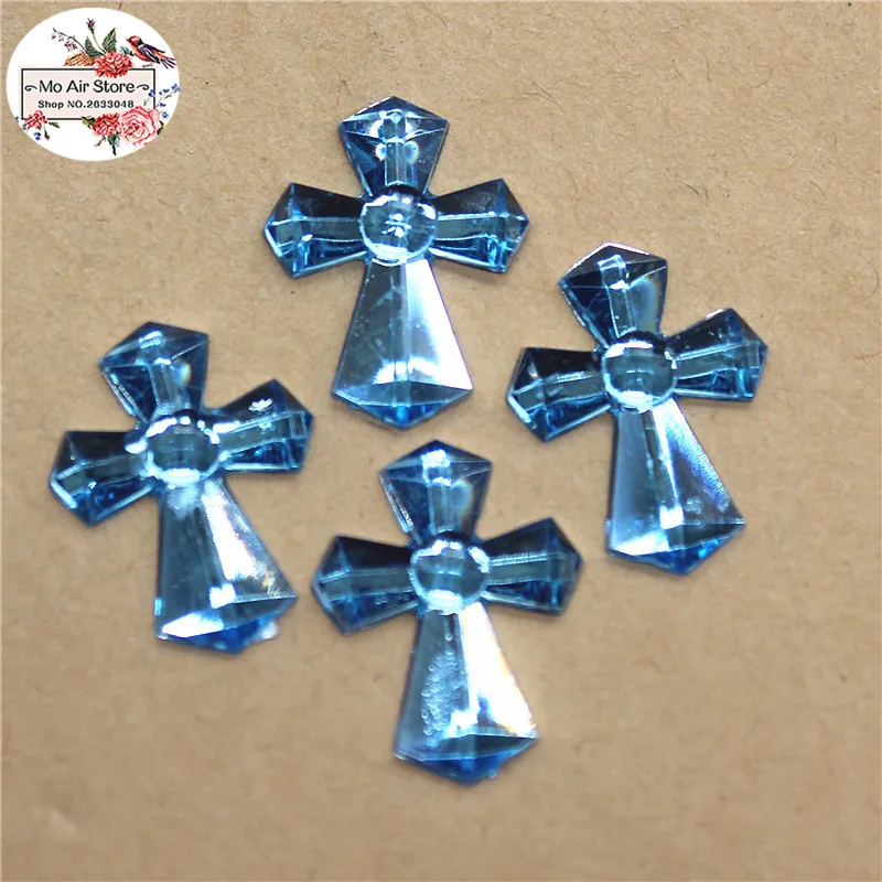 100pcs cross style Acrylic rhinestones flatback decoration first birthday party souvenirs 14x18mm