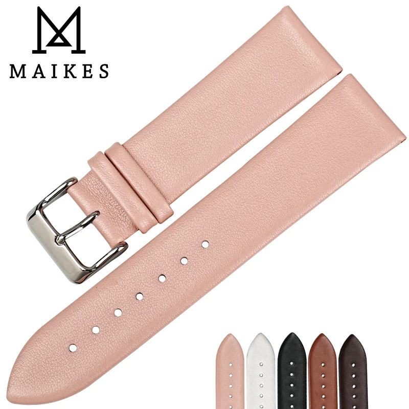 MAIKES 12mm-24mm Fashion Pink Watchbands Women Watch Accessories Leather Watch Strap Thin Watch Bracelet For Brand Watch Band