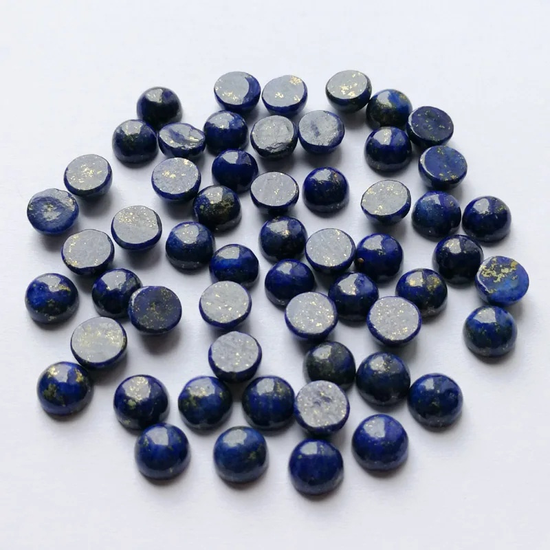 

Wholesale 50pcs/Lot Nature Lapis Lazuli Stone Beads round CAB Cabochon loose beads size 6x6mm Free shipping