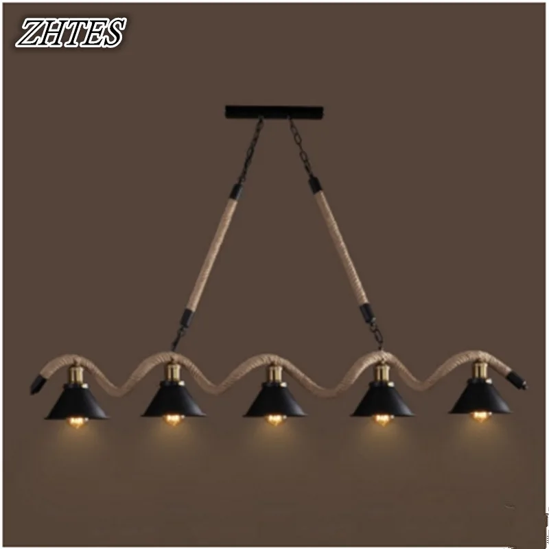 

Retro Hemp Three Trumpets Chandelier Creative Clothing Store Restaurant Cafe Decorative Chandeliers