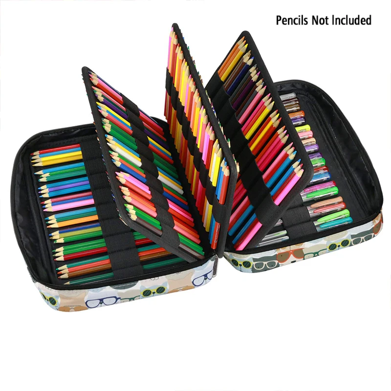 216 Slots Large Capacity Pencil Bag Case Organizer Cosmetic Bag For Colored Pencil Watercolor Pen Markers Gel Pens Great Gifts