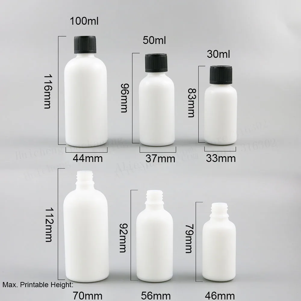 200 X  1/2oz 1oz Refillable Natural White Glass Bottle With Childproof Cap 15ml 30ml 50ml 100ml  1OZ White Glass Drop Containers