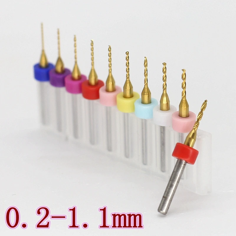 

HANGXIN 0.2-1.1mm Carbide PCB Drill 10PCS Metal Drill Dremel Drill CNC Router Wood Tools Machine Accessories