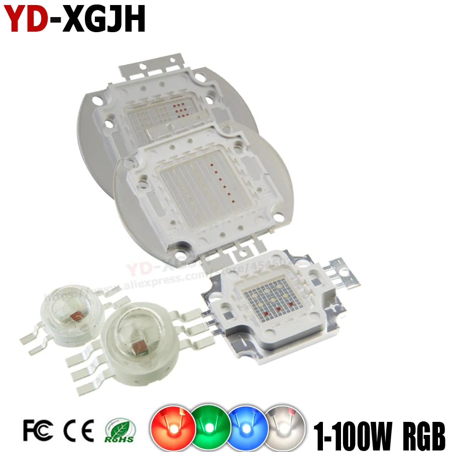 

High power LED Chip 1W 3W 4W 10W 20W 30W 50W 100W SMD RGB integrated light source for large stage lights colorful COB lamp bead