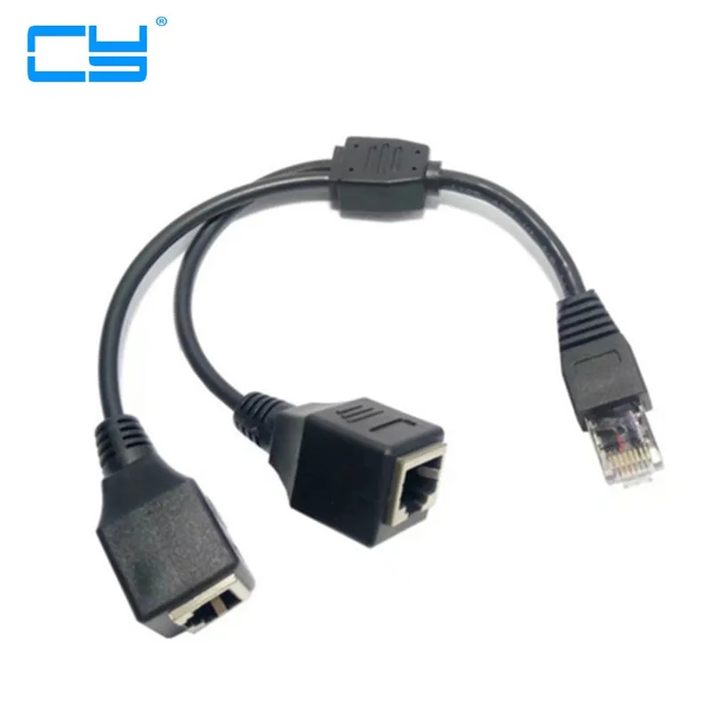 

RJ45 1 Male to 2 Female Ports Ethernet Network Plug Cable Splitter Extension Adapter Male to Female Connector for routers hubs