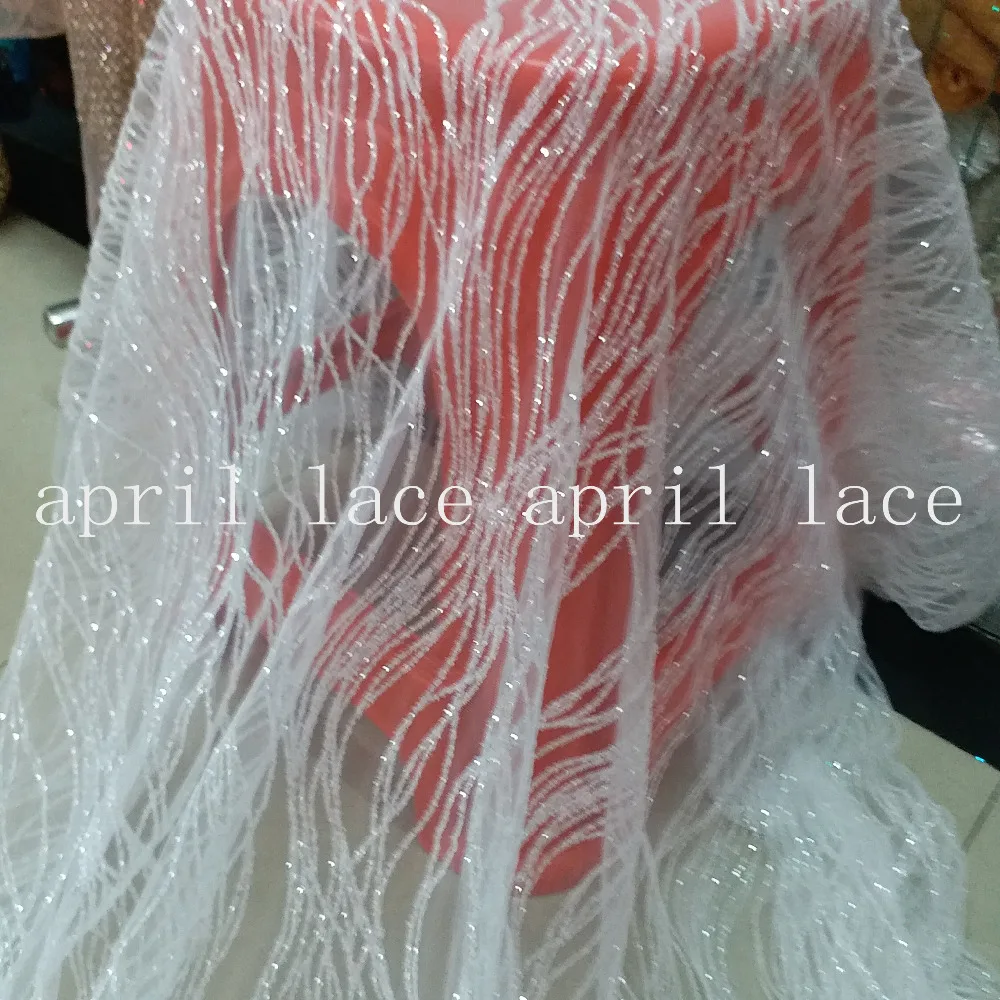 

ap2036 # 5 yards crystal transparent water line romantic hand glued glitter net tulle mesh sugar lace fabric
