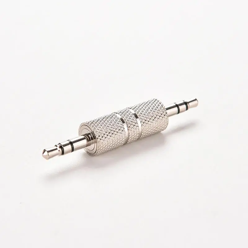 1PC Sliver 3.5mm Stereo Male to Male Audio Jack Plug Headphone Adapter Jack Coupler Connector