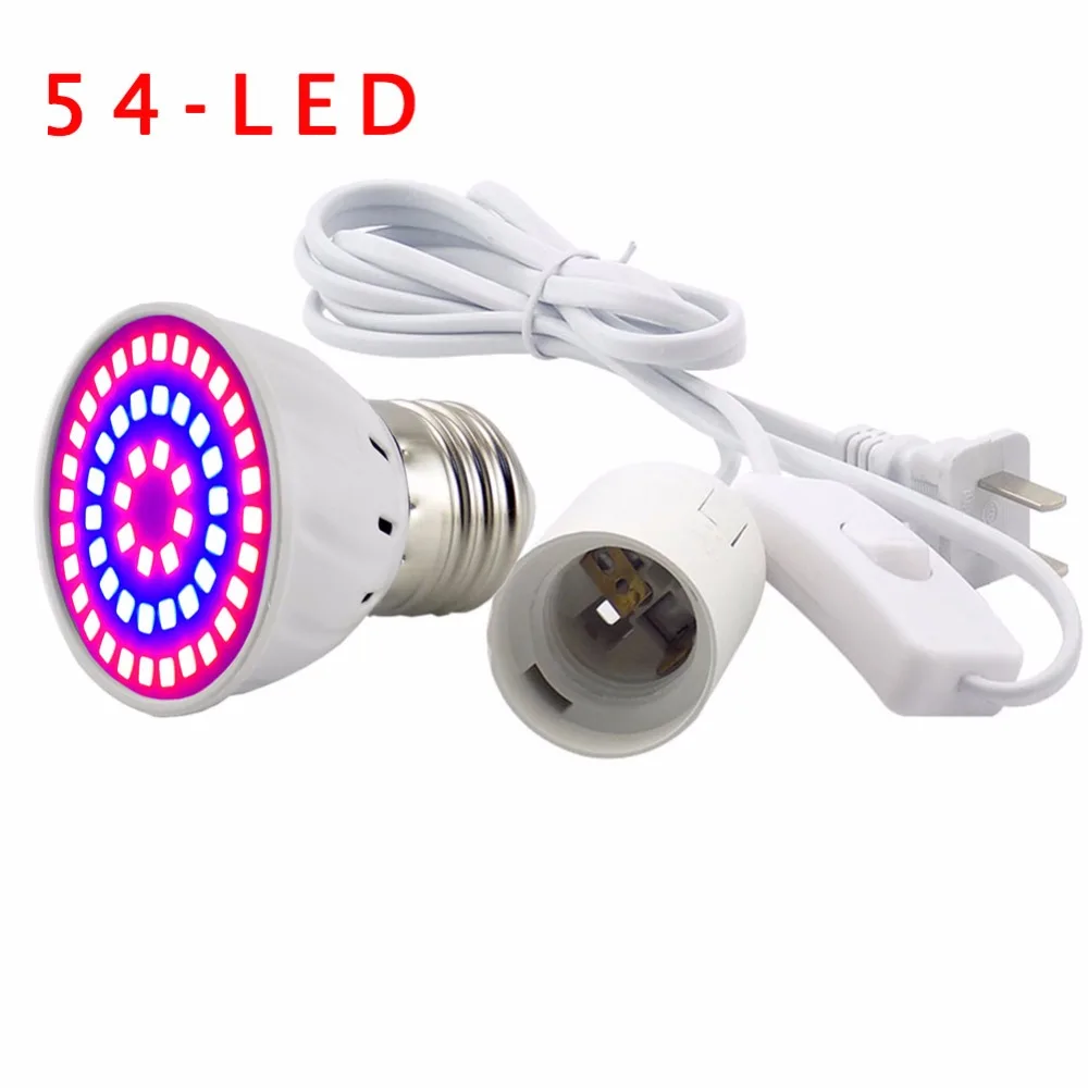 36/54/72 LED Grow Light Plant Growing lights Lamp for Plants with E27 AC Power Cable Set for Hydroponics  Flower Vegetable