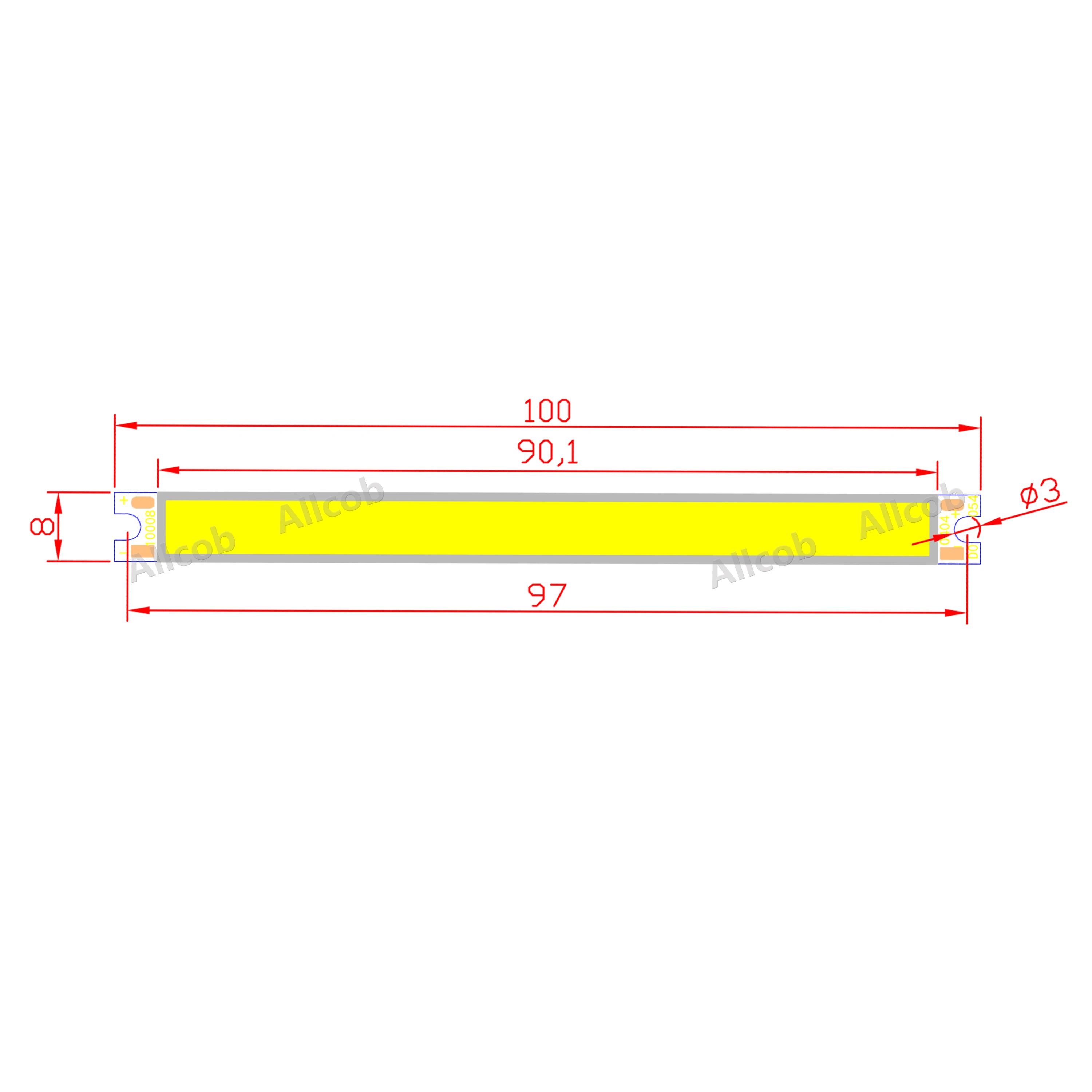 Hot Sale LED Strip COB Module Light Source Lamp 12V DC White Warm White 100mm 8mm 5W LED FLIP Chip Bulb for DIY Work Bicycle Led