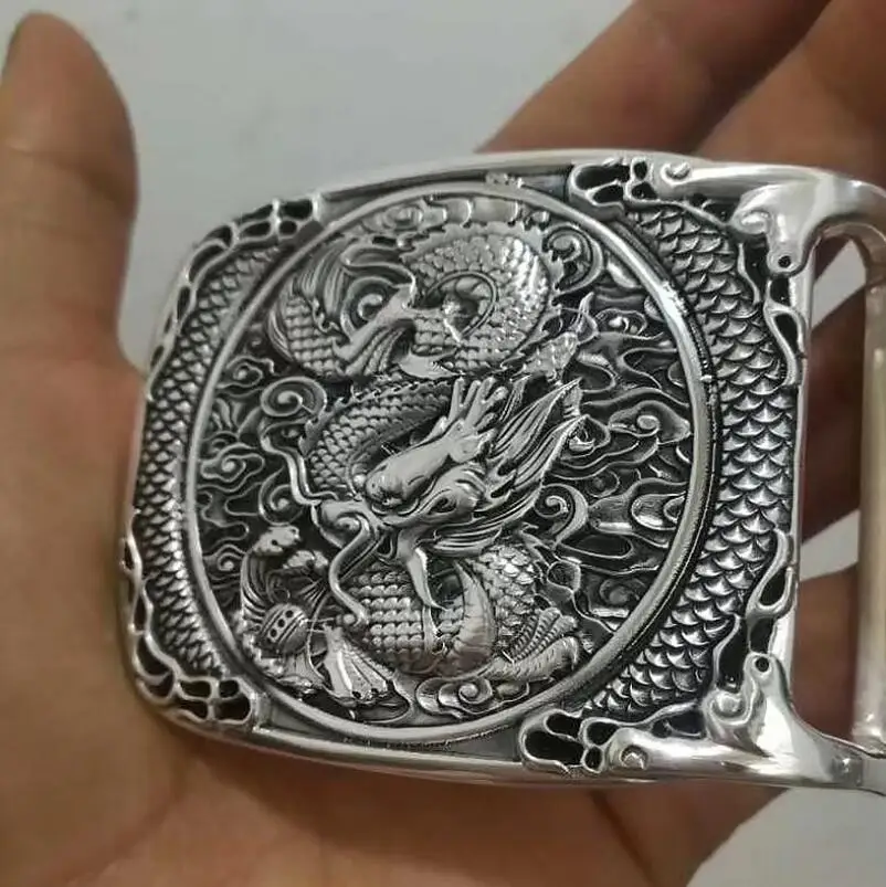 Unibabe 999 Silver Belt Buckle Dragon Jewrlry