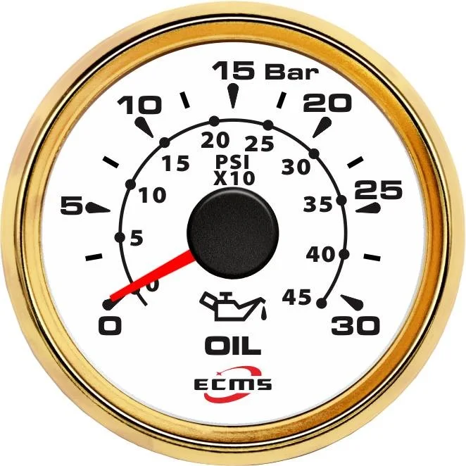 

Новый дизайн, морская лодка, яхта, автомобильный манометр 0-30 бар, 9-32 В, 0,5-4,5 В, 52 мм, 2 дюйма, золотой ободок 316L, белый циферблат 802-00037