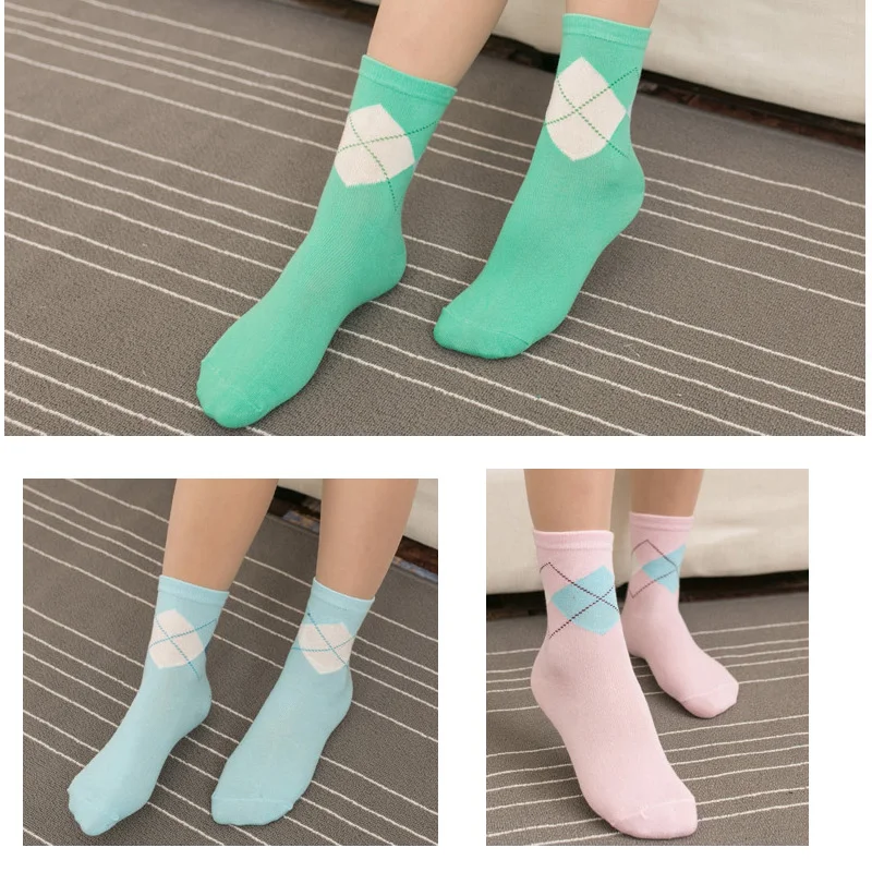 5 Pairs/Lot Candy Cotton Socks Girls Patchwork Style Breathable Casual Long Socks Meias Charming Female Ladies Sweet Gift