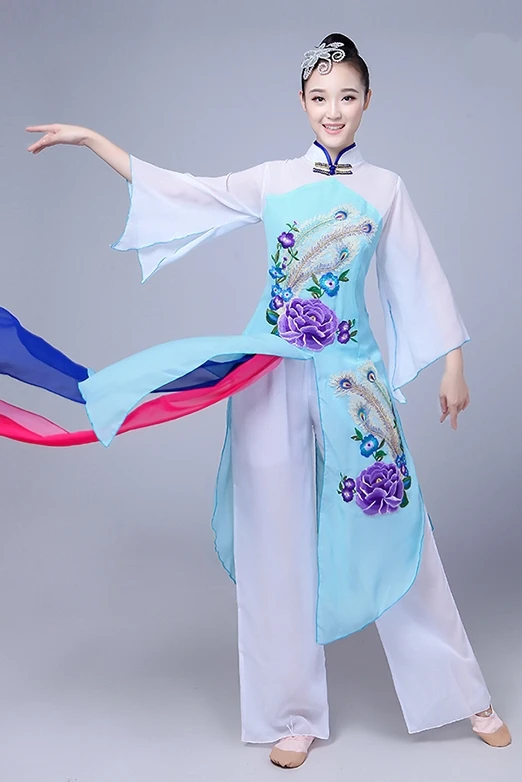 Trung Quốc trang phục Hanfu khiêu vũ cổ điển trang phục nữ phong cách mới trưởng thành múa quạt hiệu suất vũ trang phục