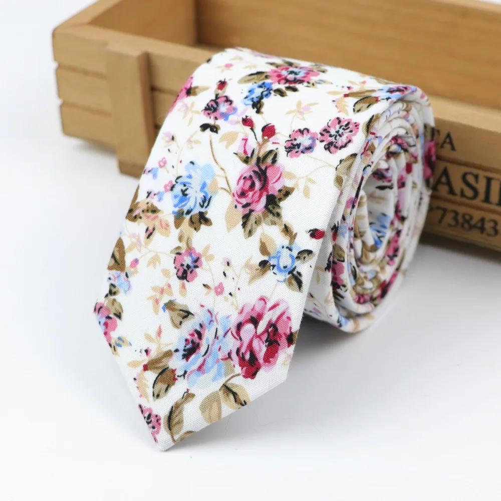 Cotton Flower Tie Classical Colorful Floral Stitching Necktie Lovely Fashion Mens Narrow Neckties Designer Handmade Ties