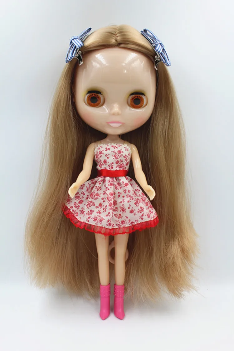 Blygirl Doll Light gold straight hair Blyth Doll body Fashion Can refit makeup Fashion doll White skin