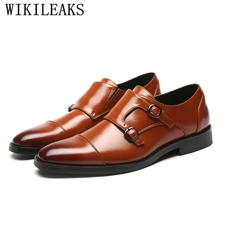 Italian Luxury Brand Leather Formal Shoes Men Classic Oxford Shoes For Men Loafers Men Dress Shoes Double Monk Strap Footwear image 2