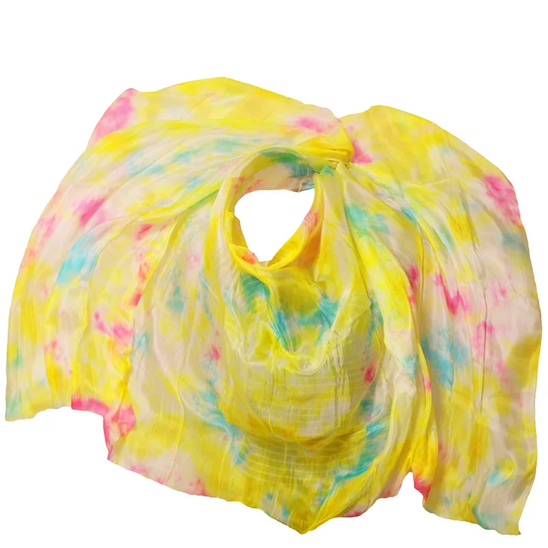 Voile de danse de haute qualité en soie naturelle, mélange de couleurs, fait à la main, accessoires de danse du ventre, 100%