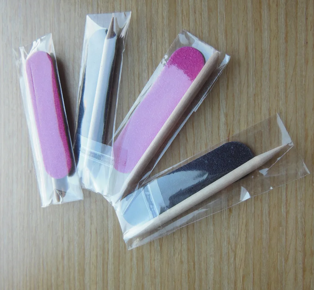 Mini juego de manicura desechable, kit de pedicura, herramienta de manicura de hotel, lima de uñas de madera, palo de madera para cutículas, 10 Uds.