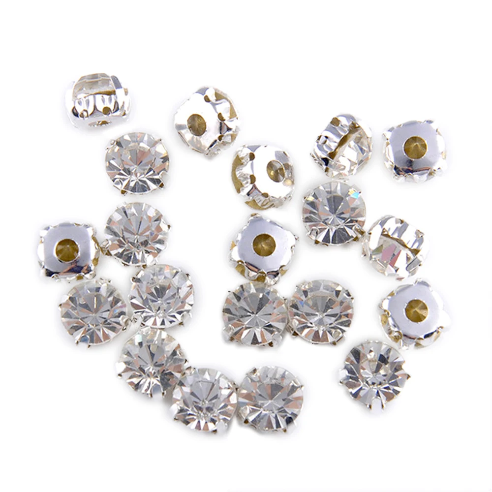 Hot sale 3mm-10mm Shiny Crystal Rhinestone Sew on claw Silver set Rhinestones use for DIY accessories free shipping