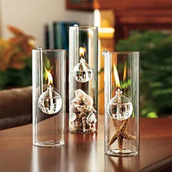 Creative European-made romantic transparent glass cylindrical oil lamp wedding decoration gift instead of candle holder home