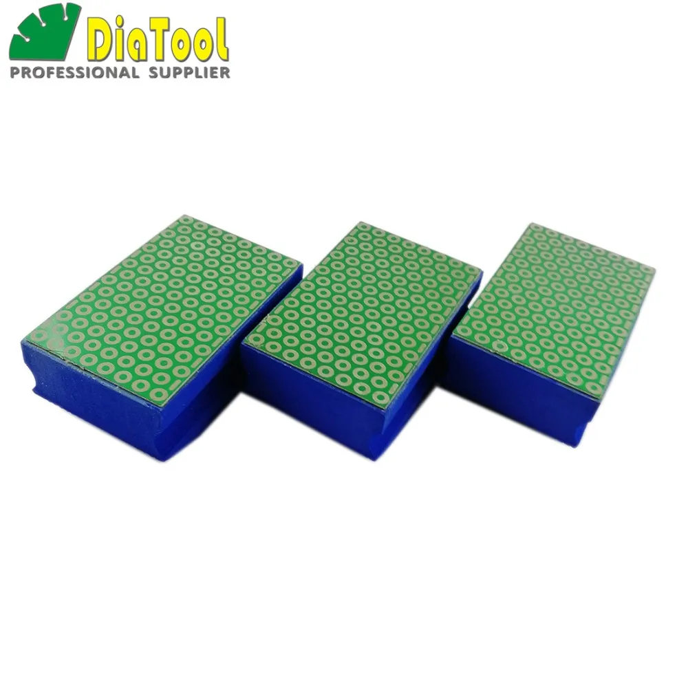 

SHDIATOOL 3pcs 90X55MM #800 Electroplated Diamond Hand Polishing Pad Hard Foam Backed Grinding Block Marble Granite Tile Stone