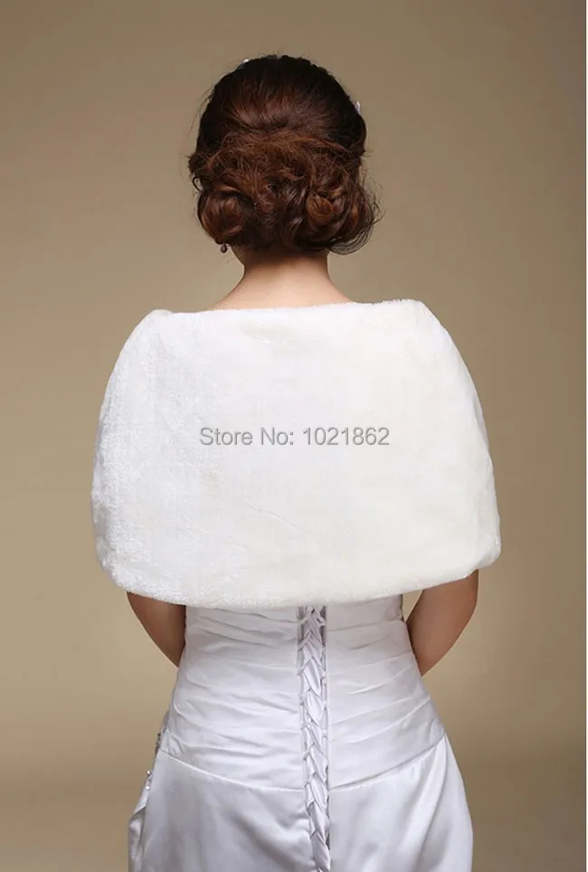 Mulia WEISS Bulu Bolero-Manik-manik Pernikahan Pengantin Selendang Cape Faux Fur (Gambar Warna bahu dan Bahu 38-42 Cm)