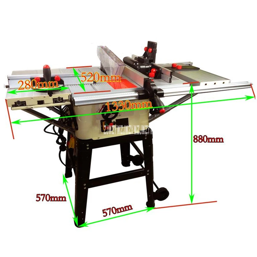 JTS-250IID Multi-Functionไฟฟ้าตารางSaw Precisionเห็นตารางเลื่อนตัดไม้ตารางเลื่อยเครื่อง 220V 1800W