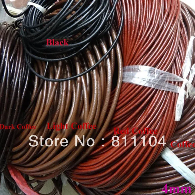 

4mm Black / Coffee Round Genuine Real Leather Bracelet Ropes Cords Strings DIY Braided Key Rings Bracelet Strap Making Wholesale