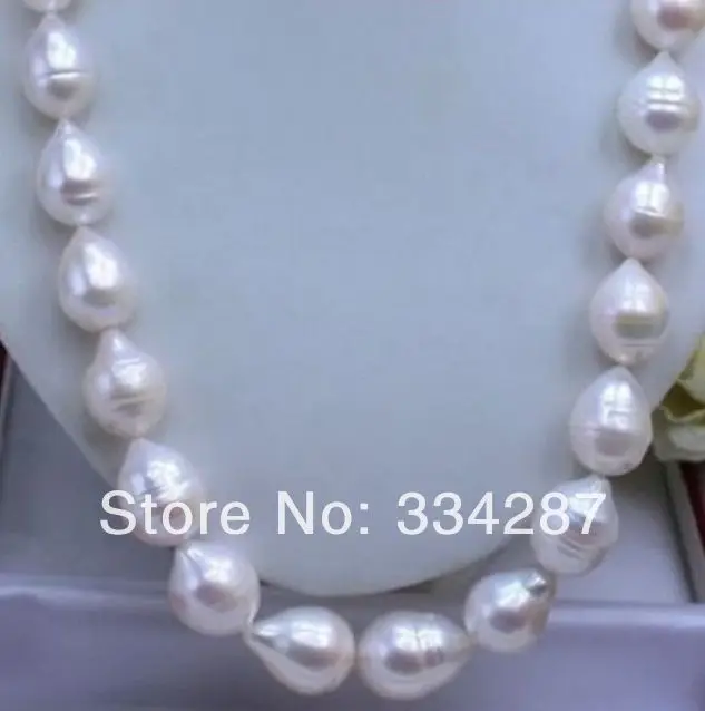 

Beautiful AAA 11-12MM REAL WHITE PEARL NECKLACE Baroque Natural Freshwater Pearl Hook For Women Jewelry