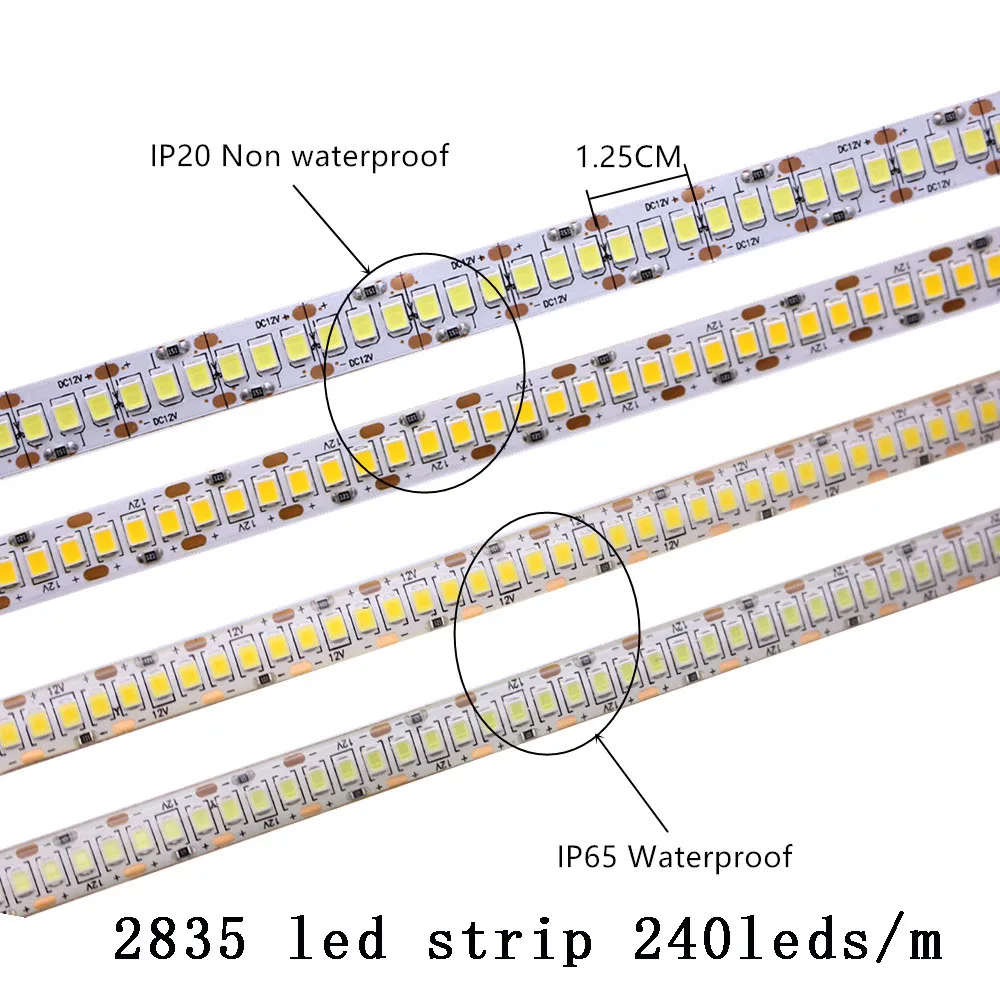 Taśmy LED taśma oświetlająca neutralny biały ww 5M 2835 SMD DC24V 12V 60/120/240/480 diody LED/m PCB 8MM 10MM 15MM wstęga LED girlanda żarówkowa 3528