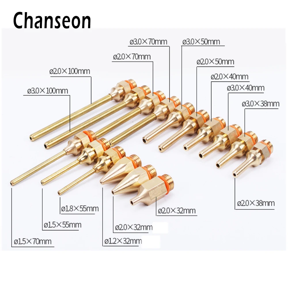 Chanseon Hot Melt Glue Gun Long Nozzle Copper For 40W 60W 80W 100W 150W Glue Gun 2.0x70mm 2.0x50mm 3.0x38.5mm 2.0x32mm