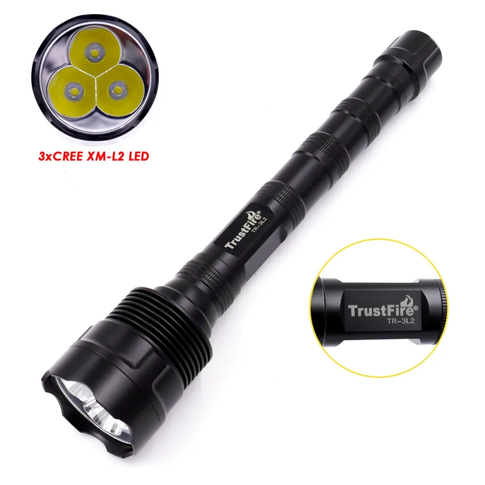 TrustFire TR-3T6 Upgrade TR-3L2 1Mode 5Mode 3800LM Memory with XM-L2 U3 3-LED White Flashlight Power by 2 x 18650 or 3 x 18650