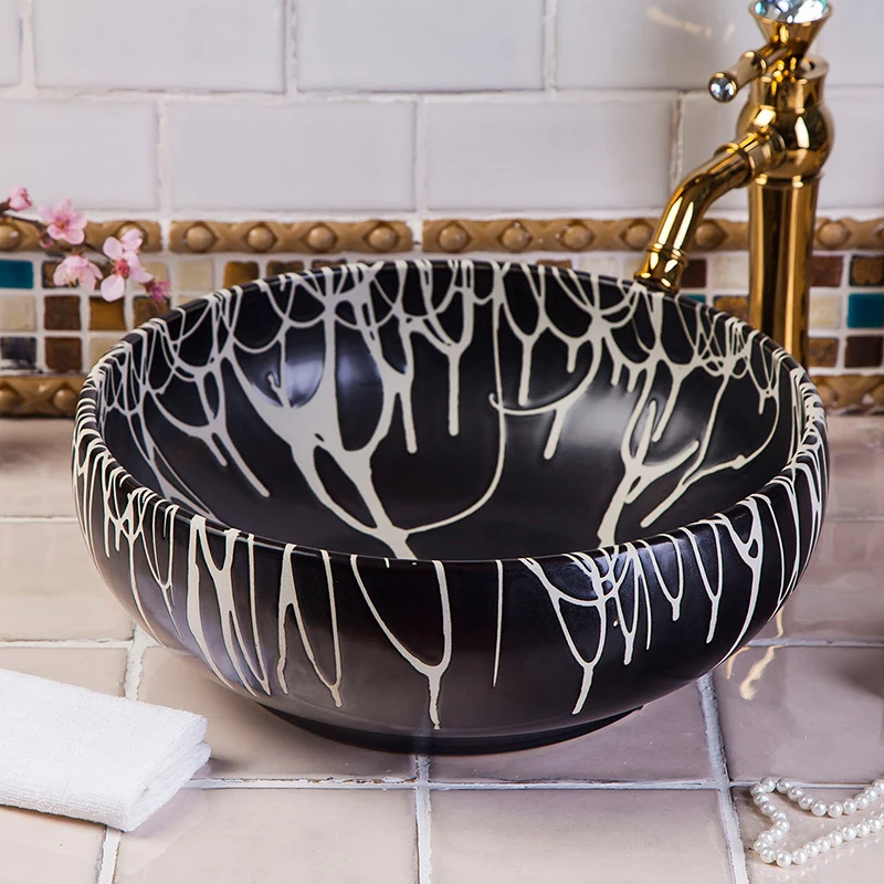 

Artistic Procelain Handmade Europe Vintage Lavabo Washbasin Ceramic Bathroom Sink Counter Top custom wash basin bathroom sinks