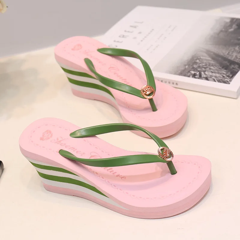 clip toe flip flops woman wedge slippers shoes woman designer slides women 2024 flipflops wedges dames summer slipers ladies